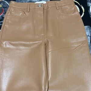 Wilfred Faux Leather Straight-Leg Pants in Camel